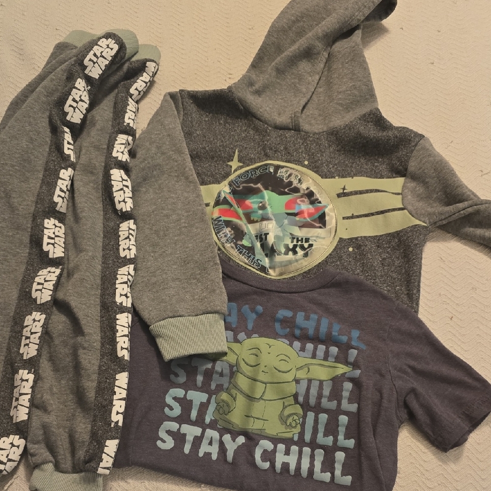 Star Wars Kids Gray Hoodie, Joggers and T-Shirt Set